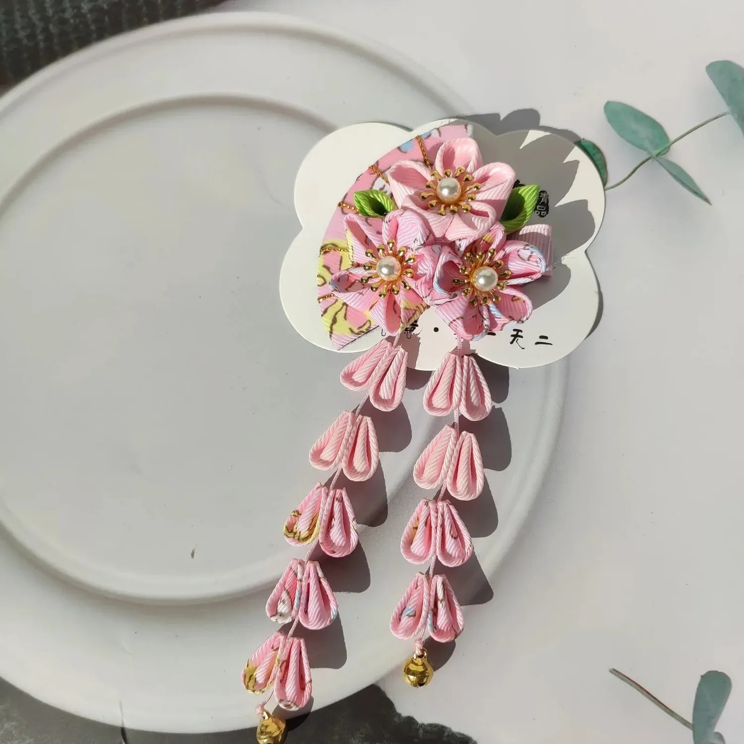Esprit du Japon barrette kanzashi fleurie tissu