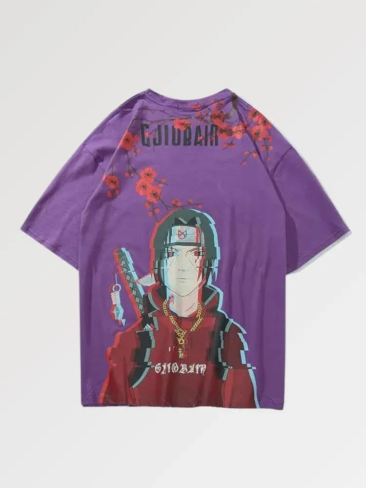 Japon style Itachi Uchiha Glitched Blossom t-shirt