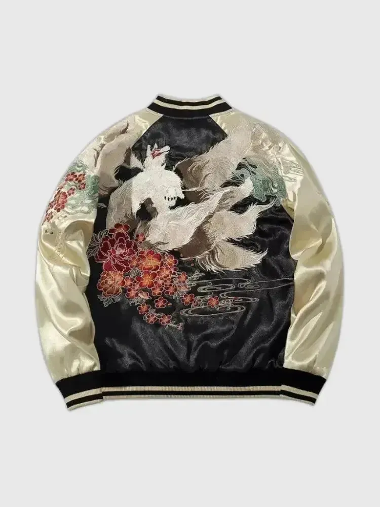 Japon style Kotsu Haku sukajan kitsune brodé