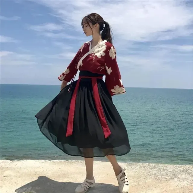 Japon style ensemble robe japonaise femme raffinée