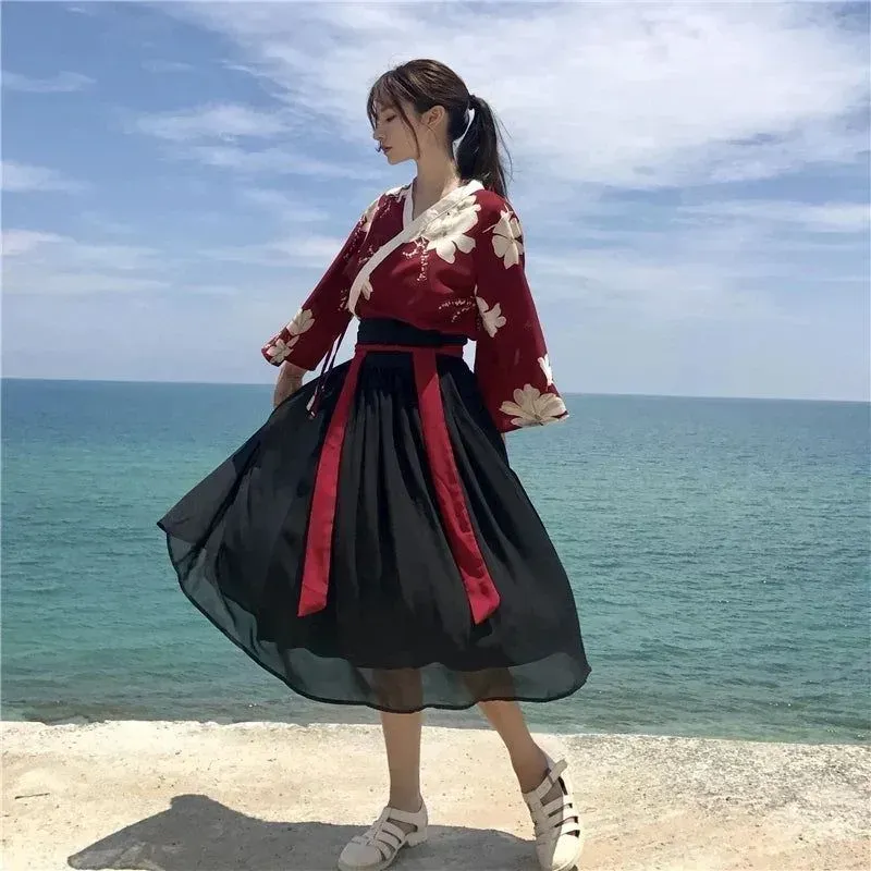 Japon style ensemble robe japonaise femme raffinée