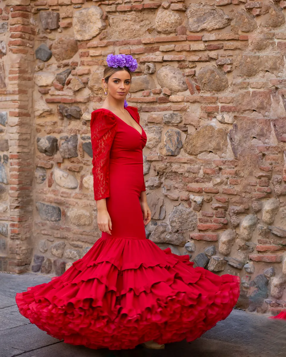 Viva La Feria Plata robe flamenca en dentelle