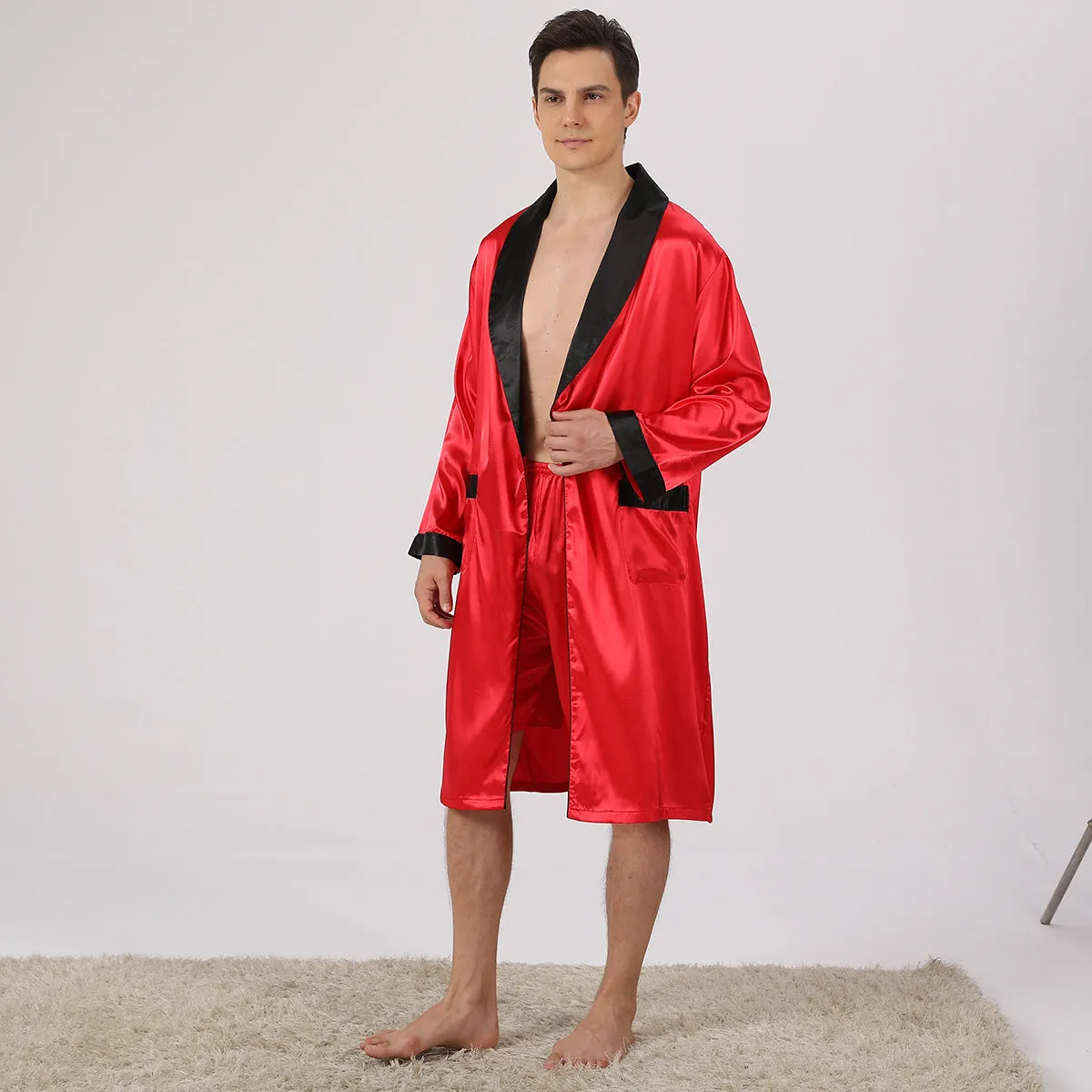 Esprit du Japon peignoir kimono homme satiné short
