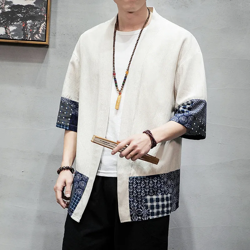 Esprit du Japon Cardigan kimono homme coton patchwork