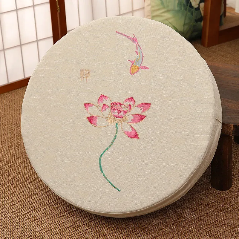 Japon style coussin méditation zen motif fleuri