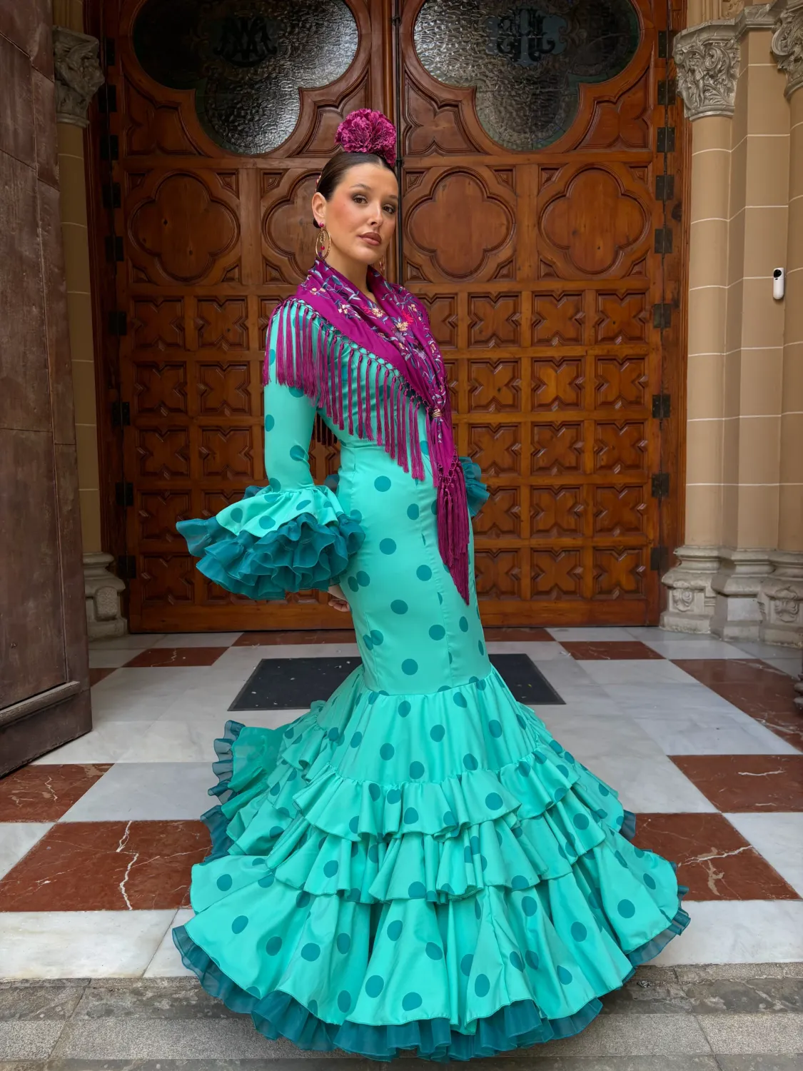 Viva La Feria Canastero Musgo robe flamenca à volants