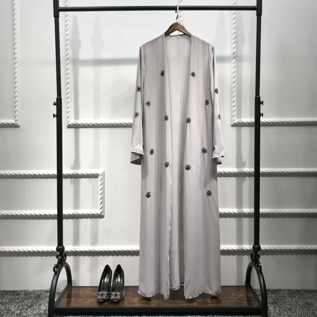 Esprit du Japon Abaya Kimono perlée grise gilet long