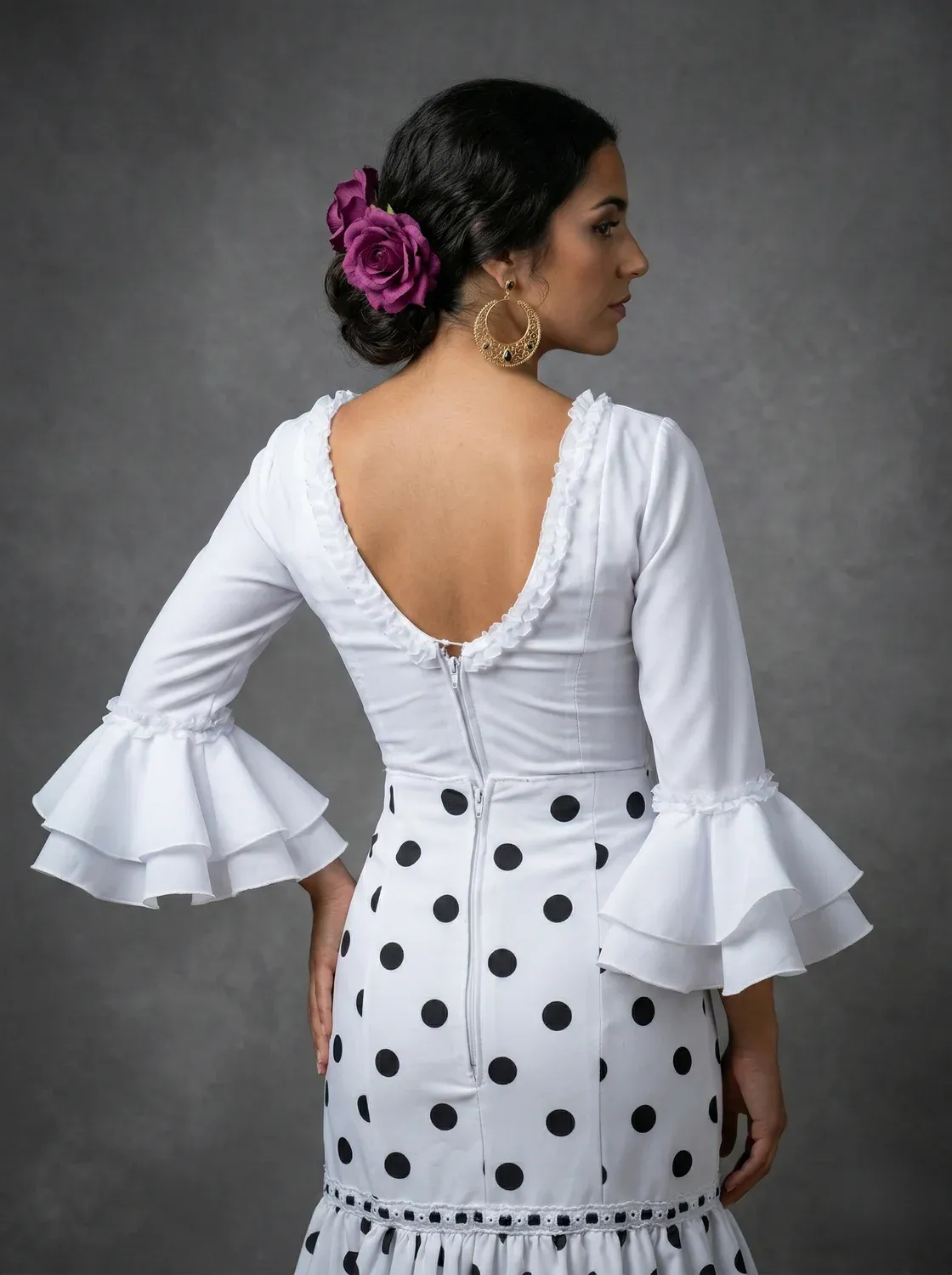 Viva la Feria blouse rociera stretch col V organdi