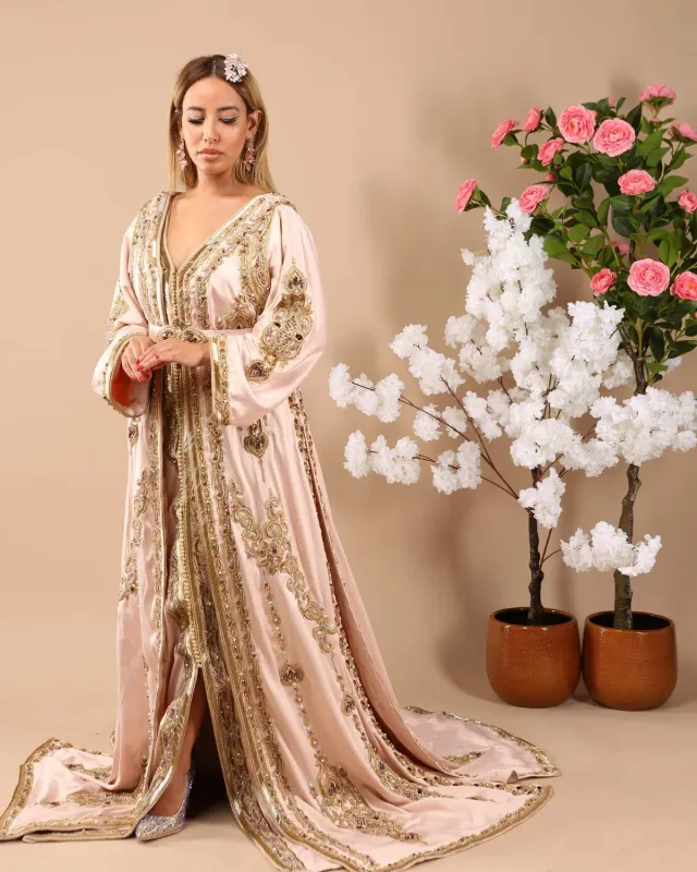 Célèbr'Orient Kenza takchita rose pastel satinée