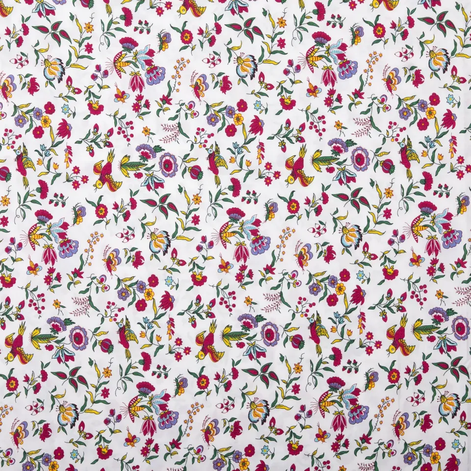 Mistral Chaffarcani blanc rose tissu coton au mètre