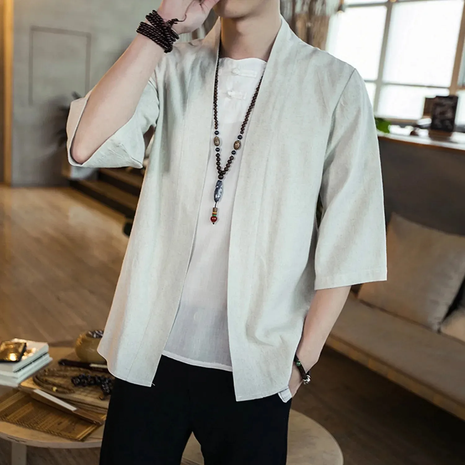 Esprit du Japon cardigan kimono homme ample uni
