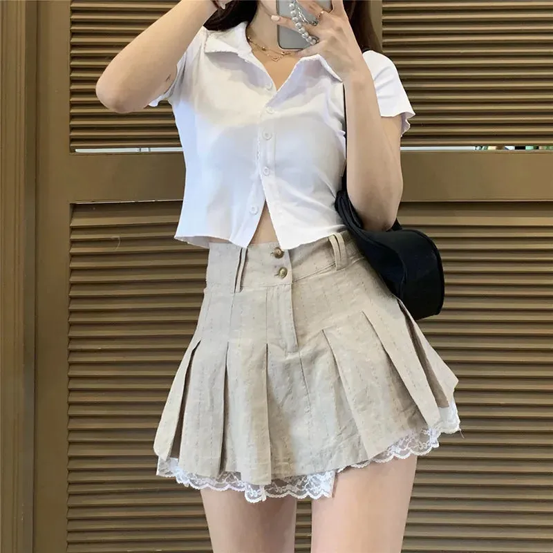 Esprit du Japon jupe courte plissée kaki