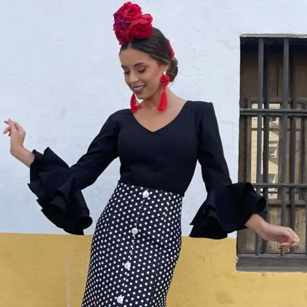 Viva La Feria Noche blouse flamenca stretch
