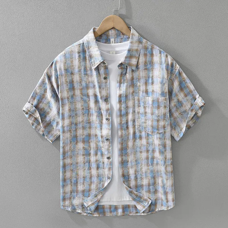 Esprit du Japon chemise estivale homme carreaux délavés