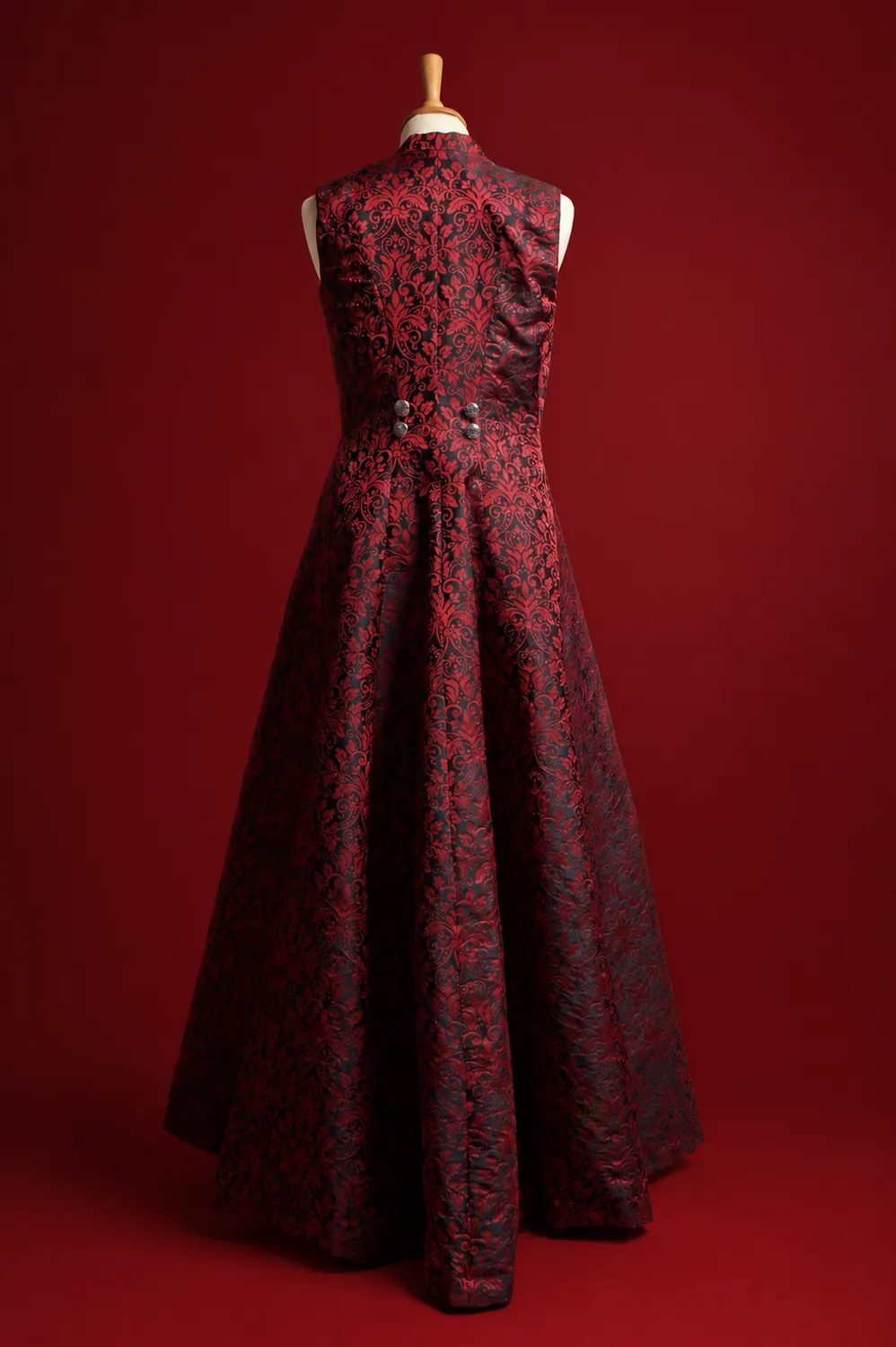 Geht's In Yseline robe damassée bordeaux et noir