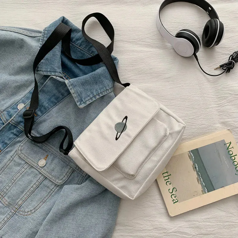 Esprit du Japon sac bandoulière carré toile motif planète
