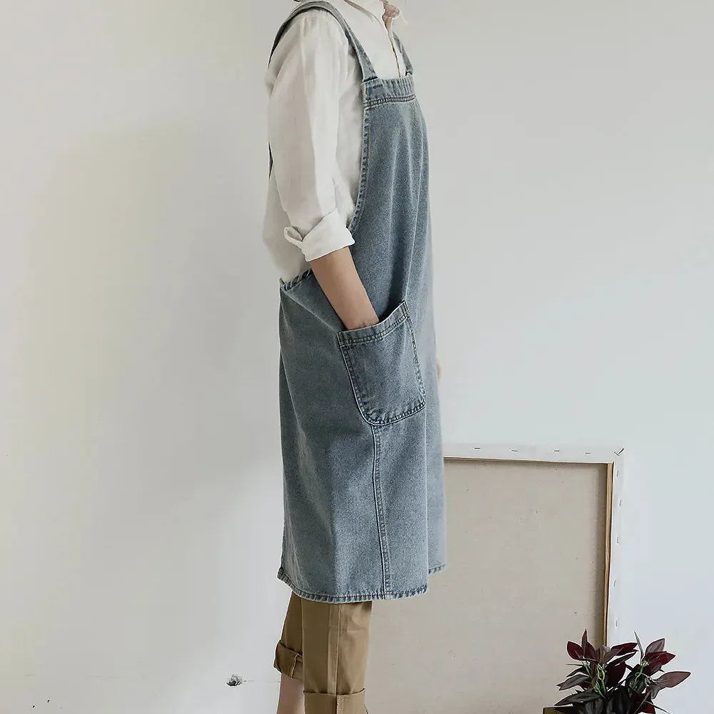 Esprit du Japon robe tablier japonais jean denim poches