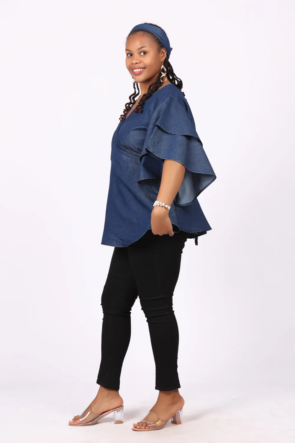 KAVAZI Denim haut cache-cœur jean taille unique