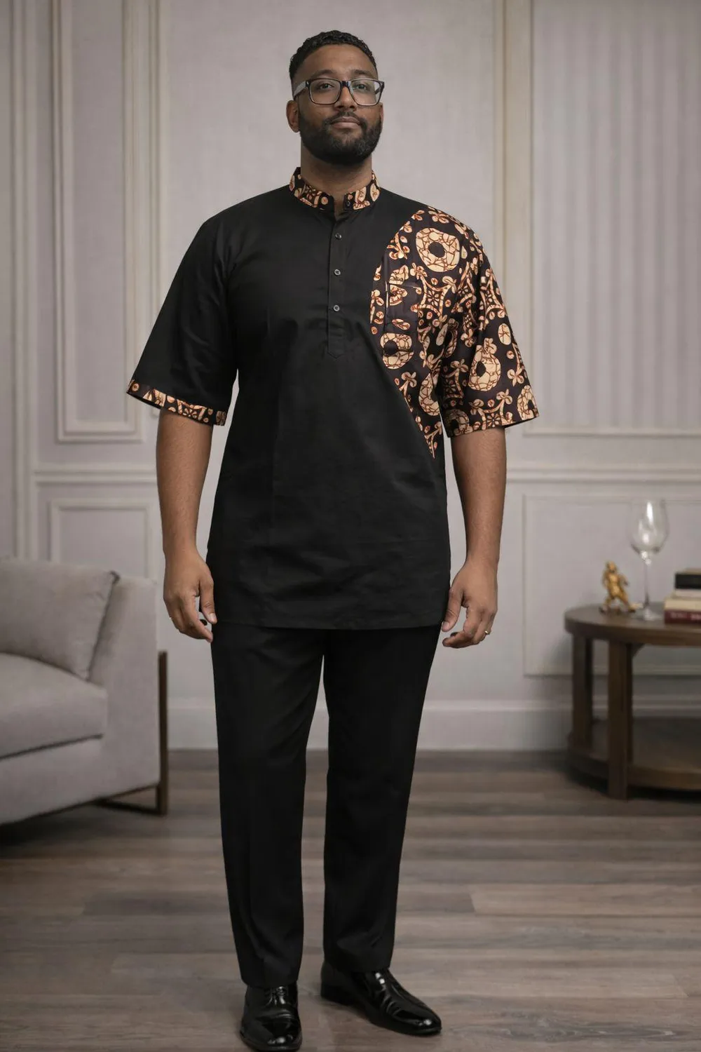 KAVAZI chemise homme manches courtes wax africain