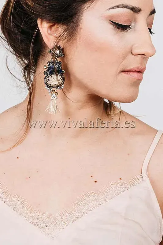 VIVA LA FERIA-MODA FLAMENCA Olivo de Candela de Reina boucles d'oreilles flamenco multicolores