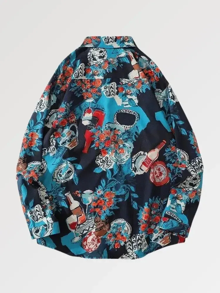 Japon style Floral chemise longue oversize homme coton