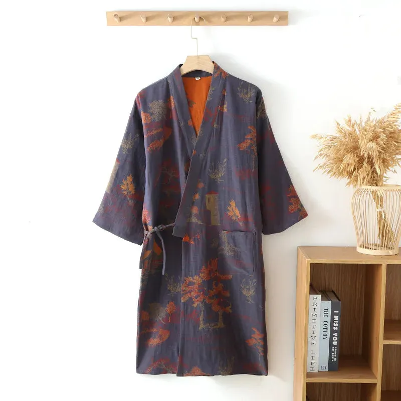 Esprit du Japon Kimono Homme Coton motif paysage ceinture