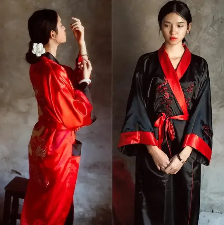 Japon style robe de chambre en soie coupe ample