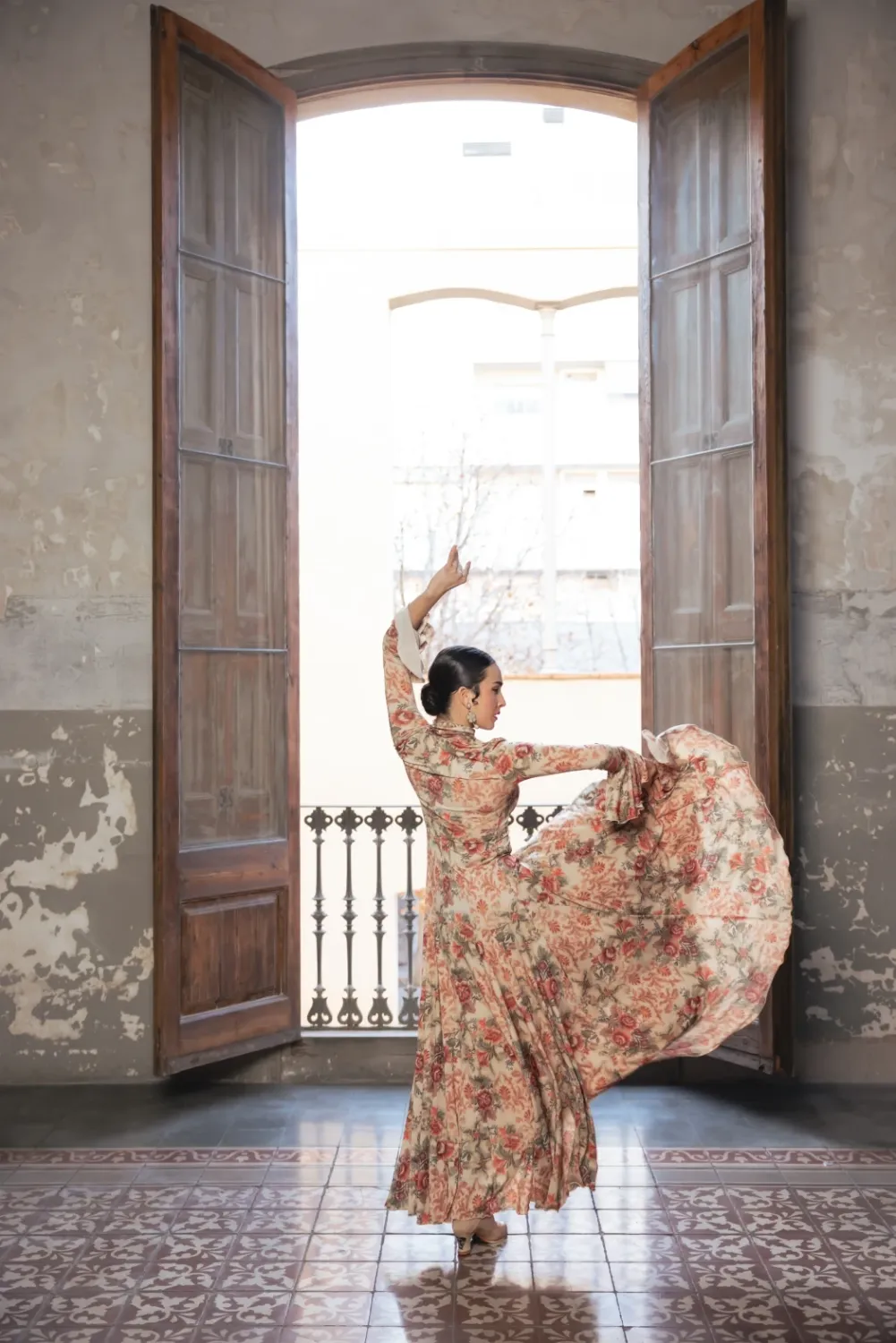 Viva La Feria Amelia robe flamenco imprimée col haut