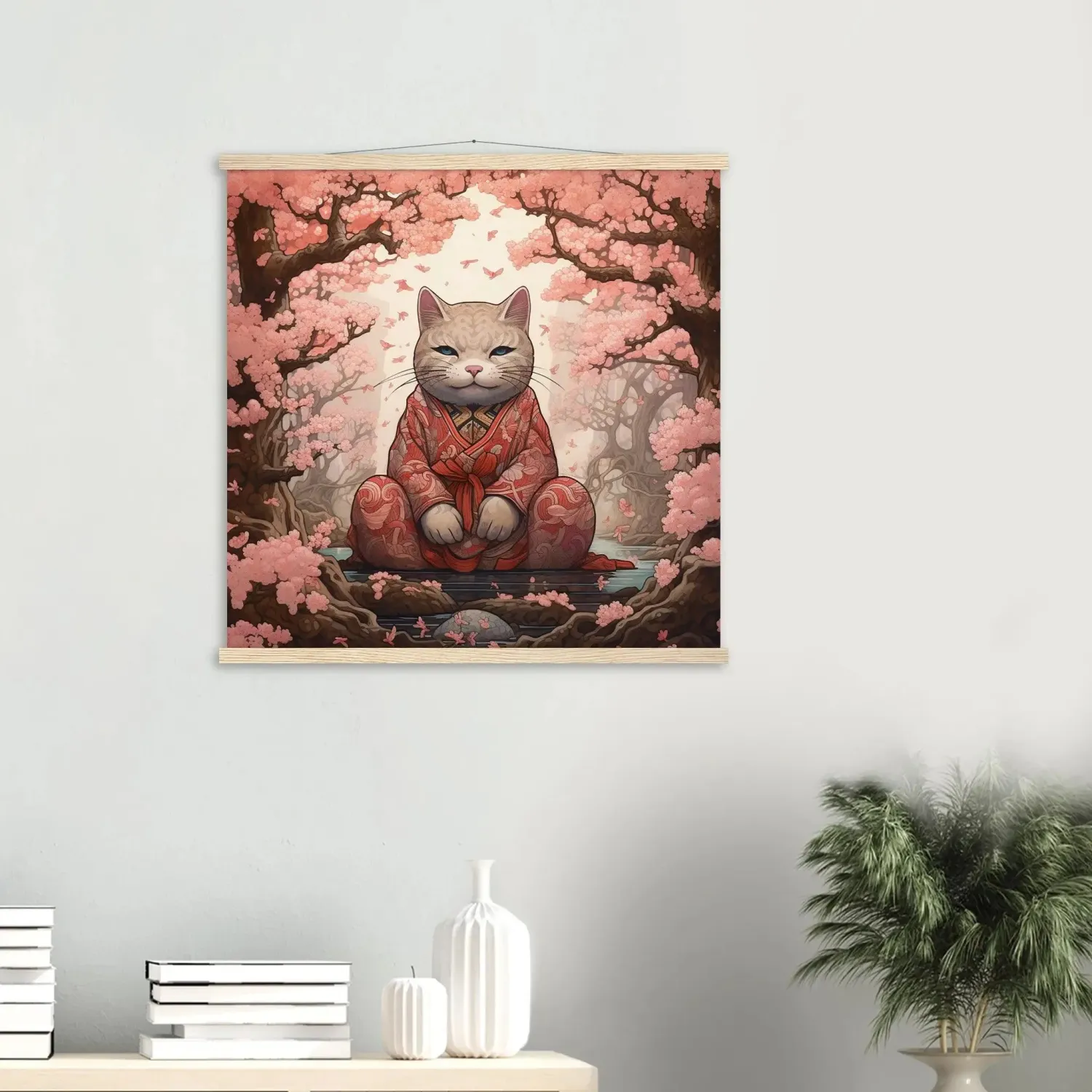 Japon style Tableau Sakura Japonais ‘manekineko’