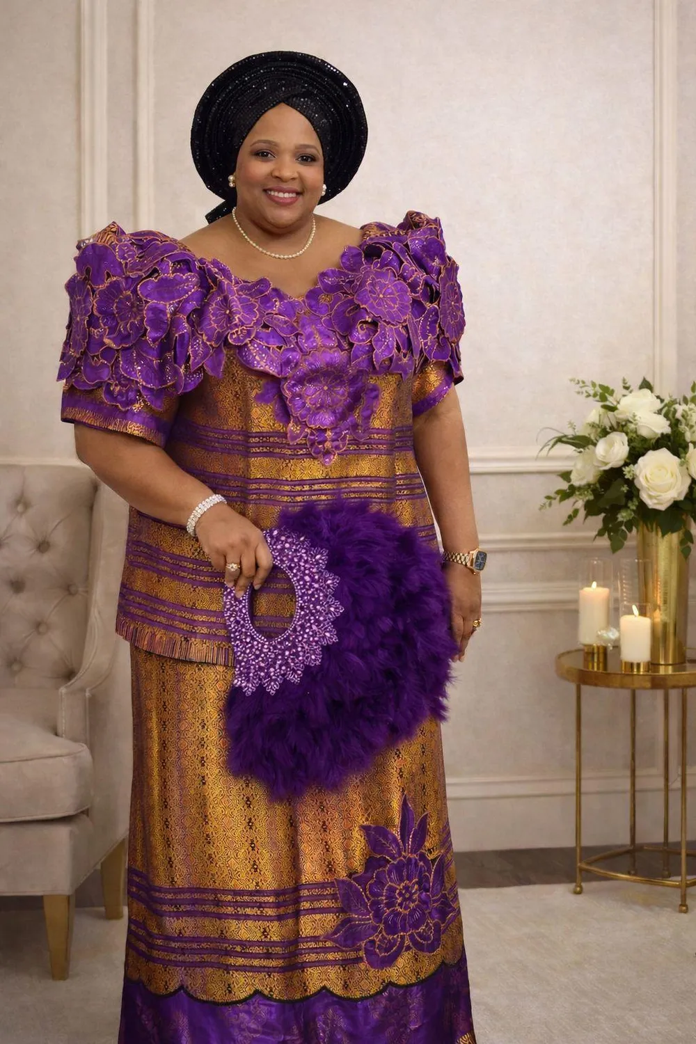 KAVAZI Thai Silk Butterfly Wrap Skirt Top And Head Wrap ensemble