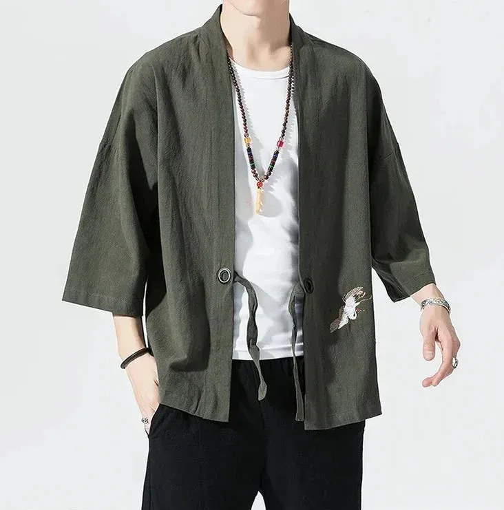 Japon style Cardigan Kimono Homme cardigan coupe ample