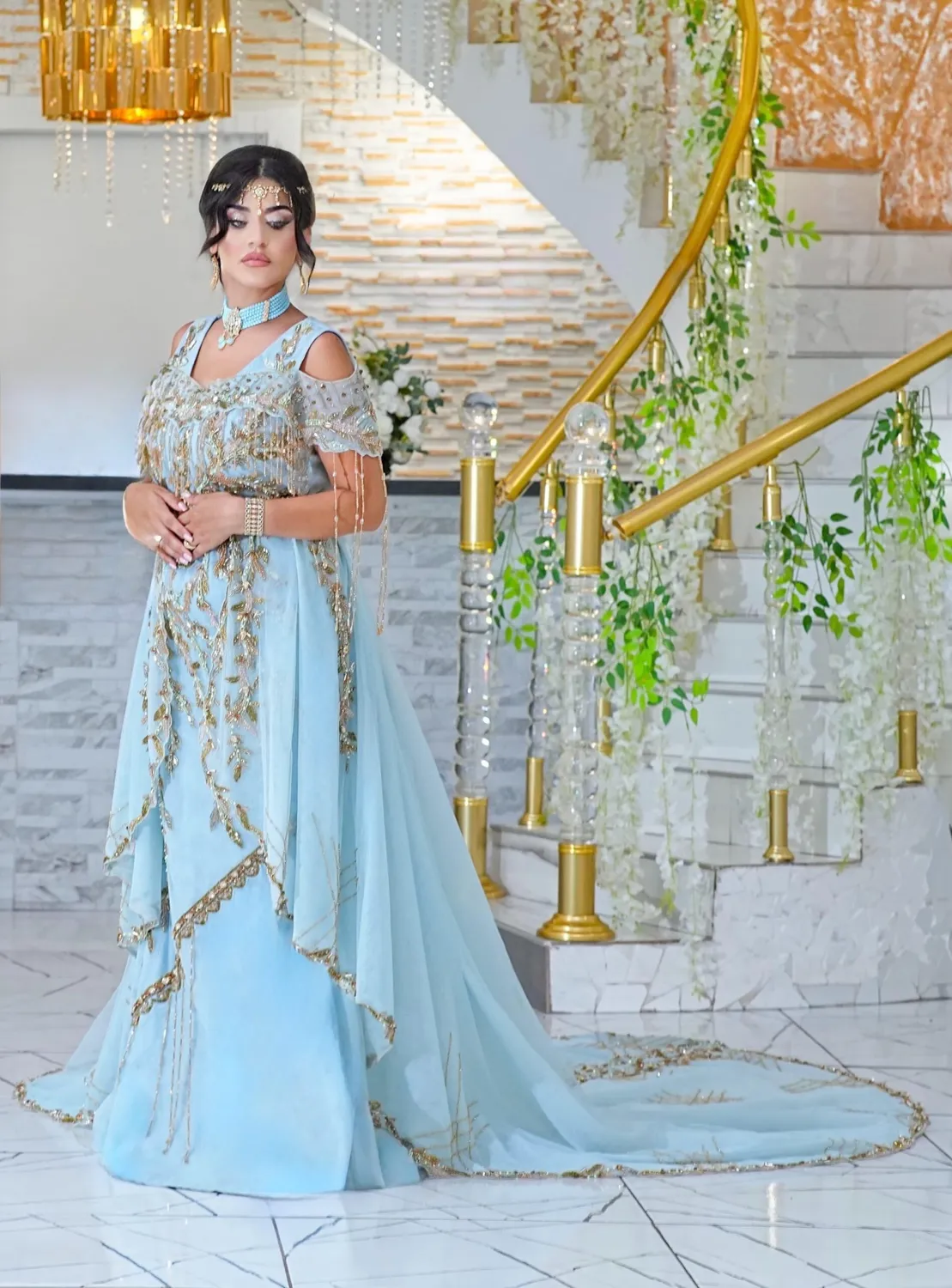 Célèbr'Orient Jasmine robe sirène bleu ciel