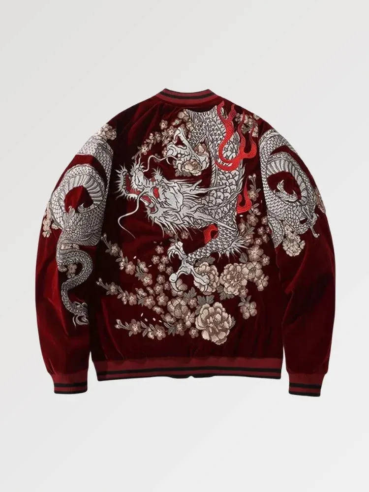Japon style Sukajan Ryu Bushido bomber brodé