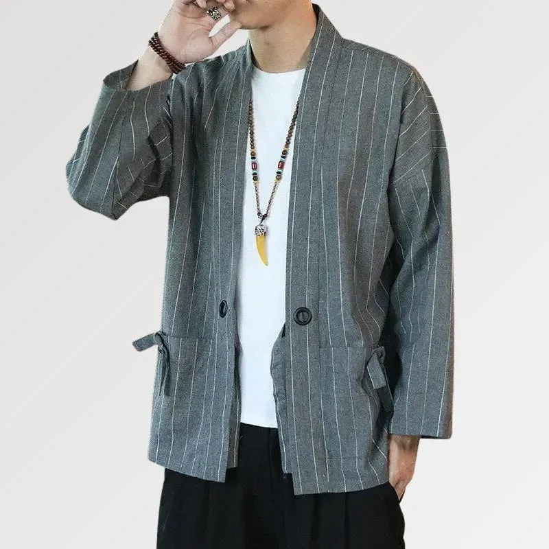 Japon style Takao veste kimono à rayures