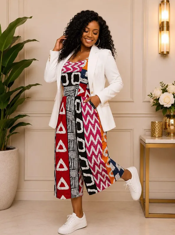 KAVAZI Combinaison africaine femme avec étole