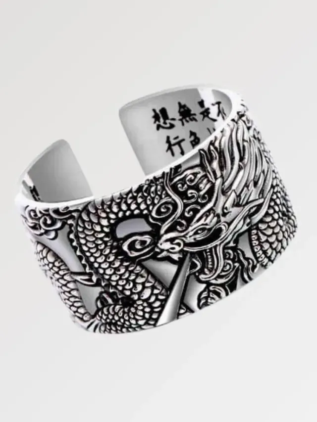 Japon style Ryujin bague dragon argent artisanale