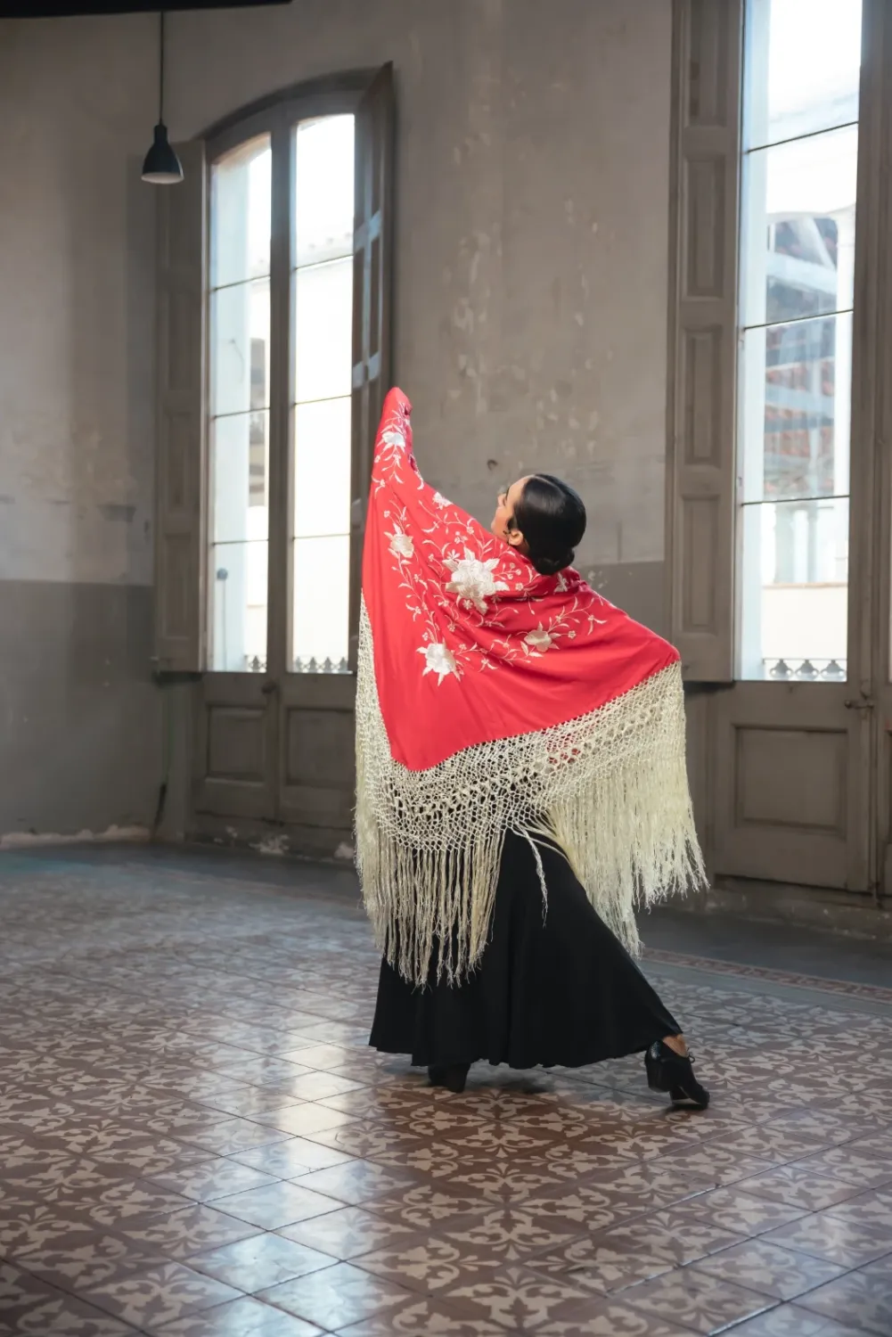 Viva la Feria Cenit mantón soie brodé bicolore