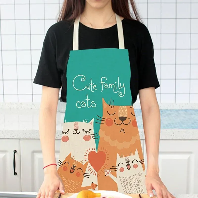 Japon style Daiki tablier japonais lin chat porte-bonheur