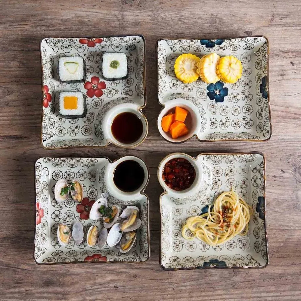 Japon style Mita plat céramique avec bol à sauce