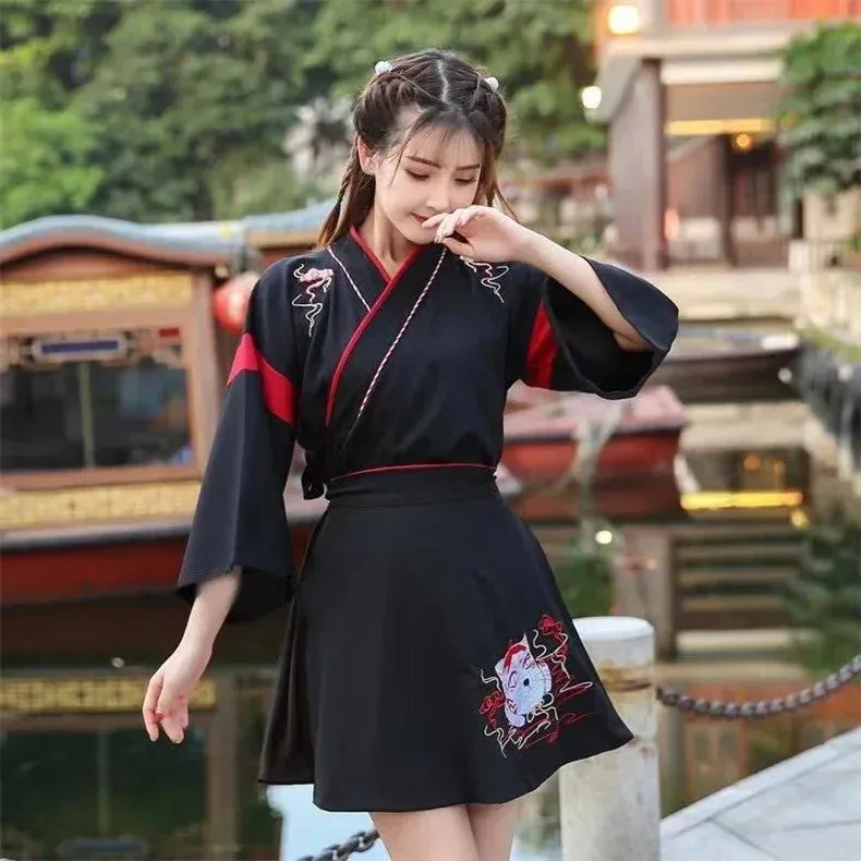 Japon style Kitsune Robe robe folklore japonais