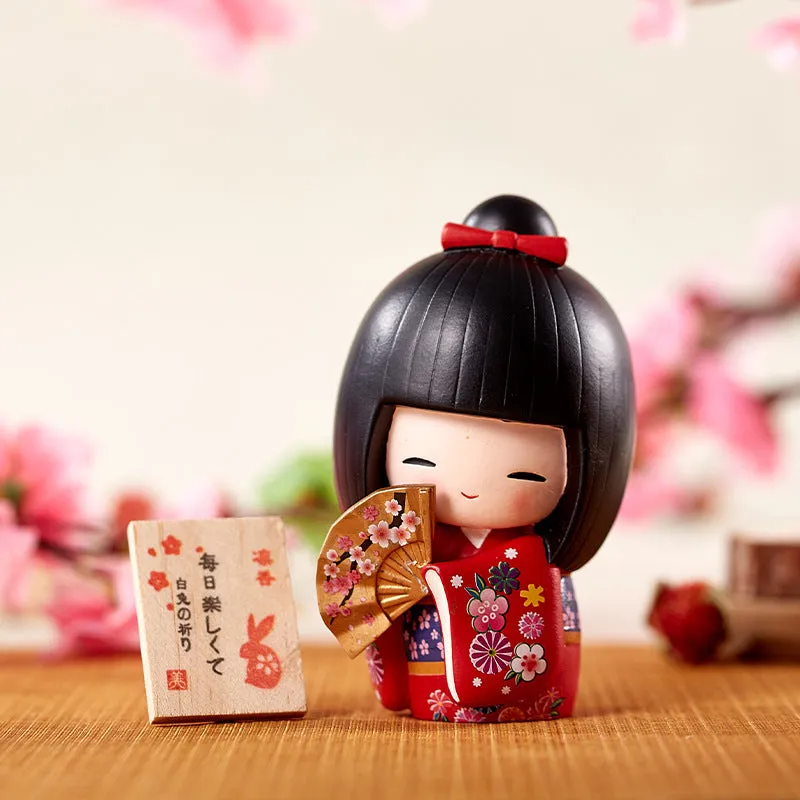 Esprit du Japon figurine kimono 14 cm fleurs cerisier