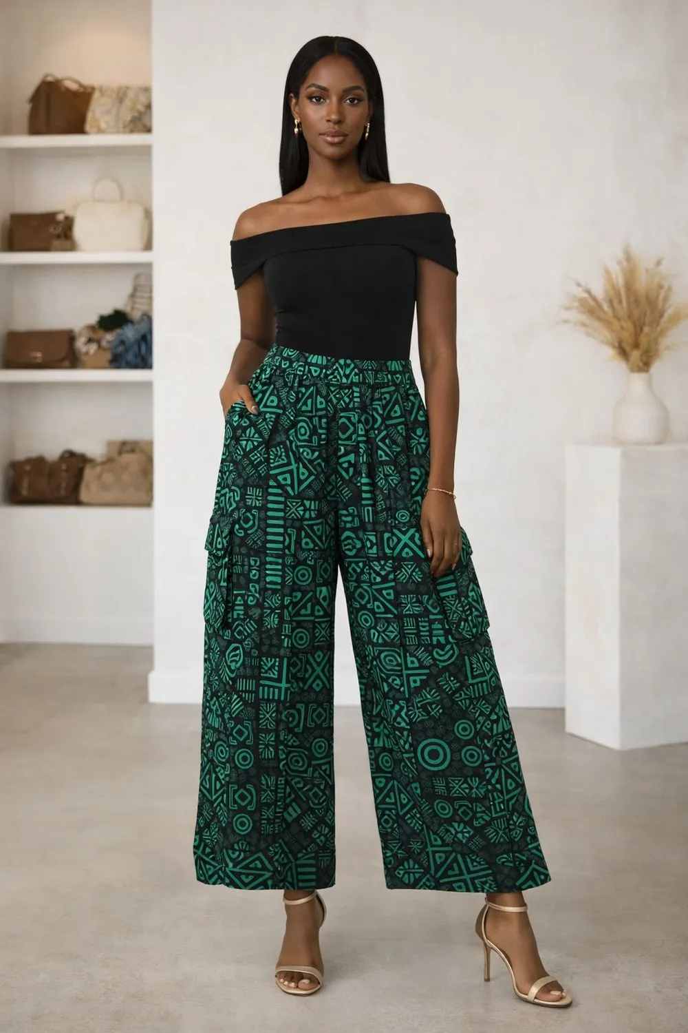 Kavazi pantalon cargo femme coton ample