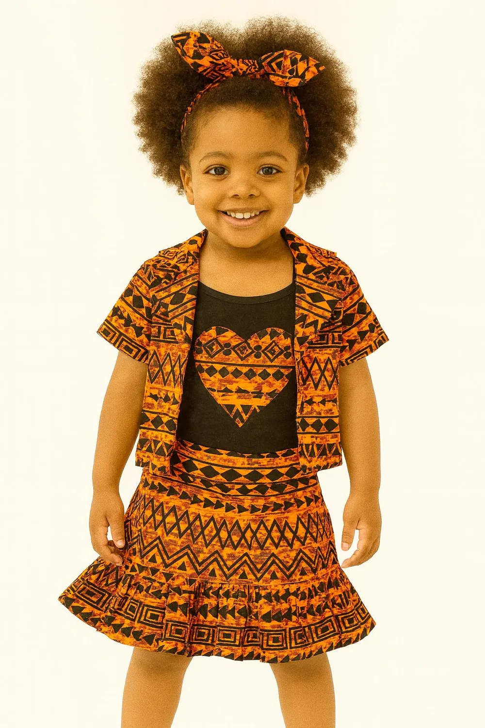 KAVAZI Ensemble africain fille 4 pièces jupe veste haut bandeau