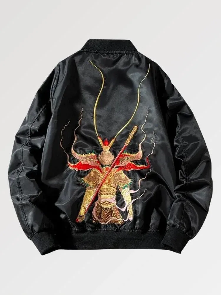 Japon style Vintage Samurai bomber brodé samouraï