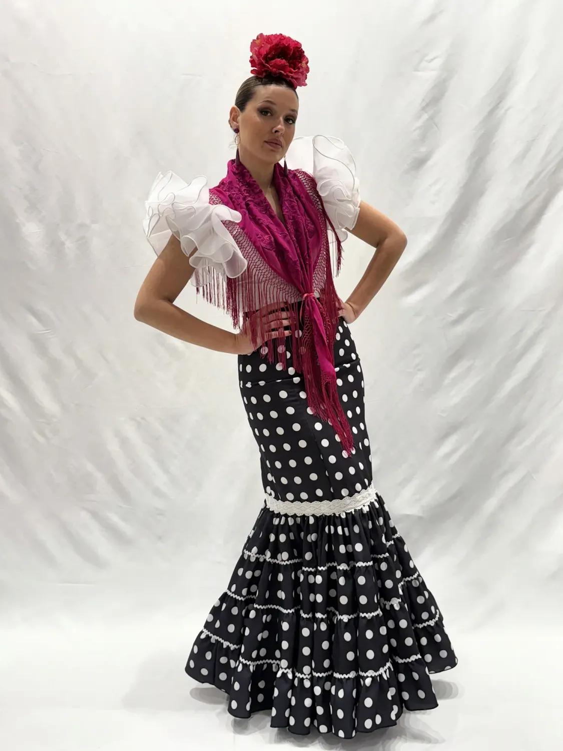 VIVA LA FERIA Lunares falda flamenca canastera noire