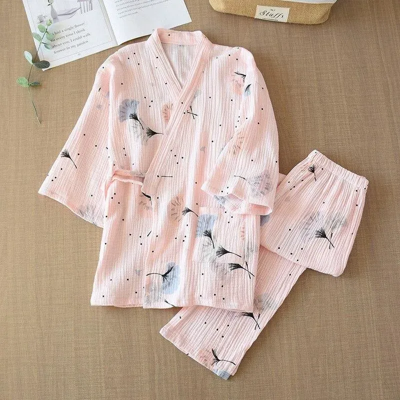 Japon style Kimono Femme Pyjama ensemble coton