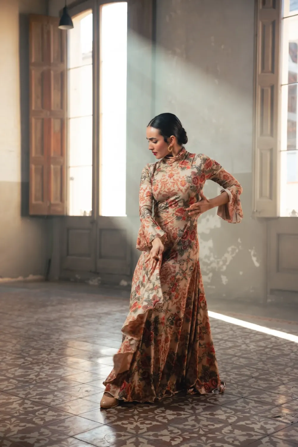 Viva La Feria Amelia robe flamenco imprimée col haut
