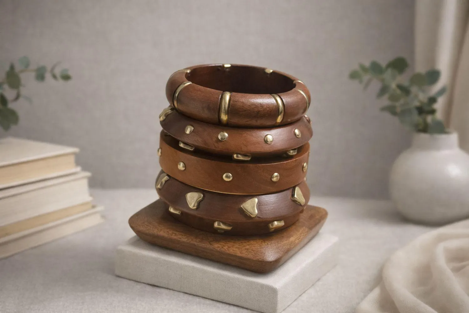 KAVAZI 5-Piece Set Designer Wooden Braclets bracelets bois 5 pièces