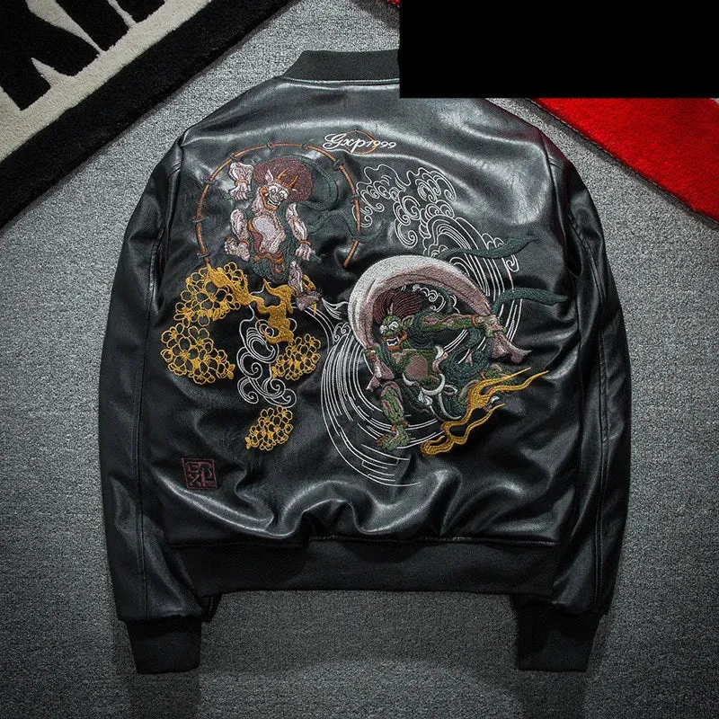 Esprit du Japon Blouson sukajan similicuir brodé