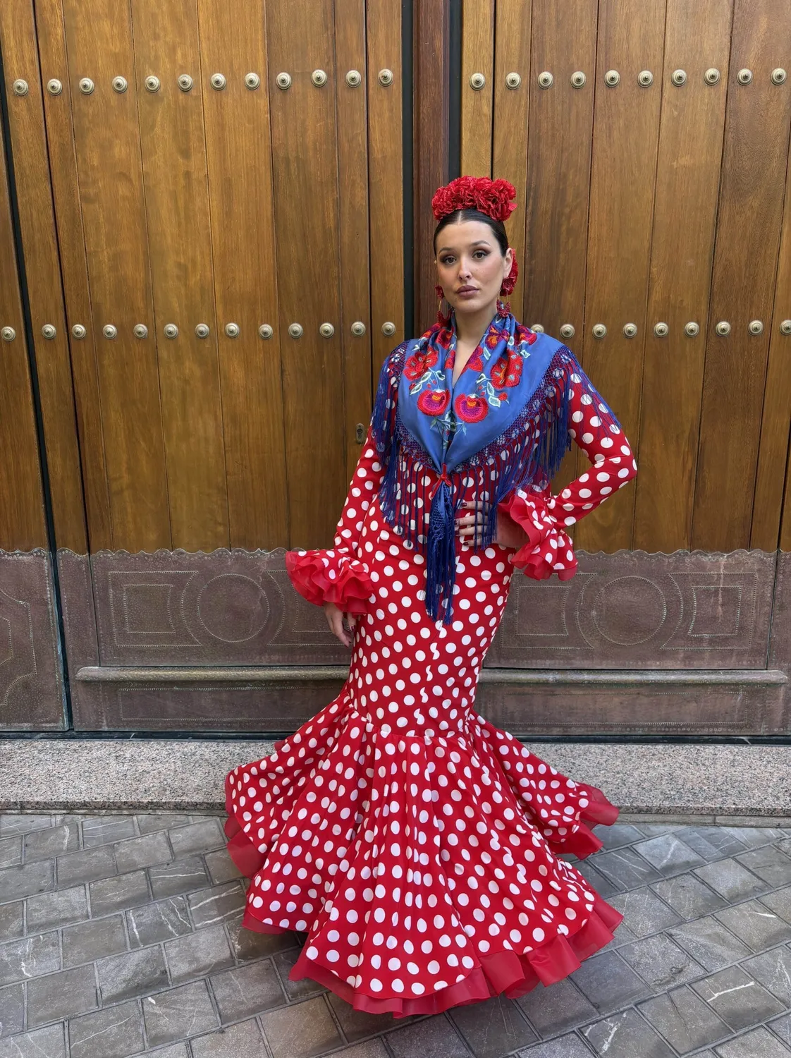 Viva La Feria Emperatriz robe flamenco rouge à pois